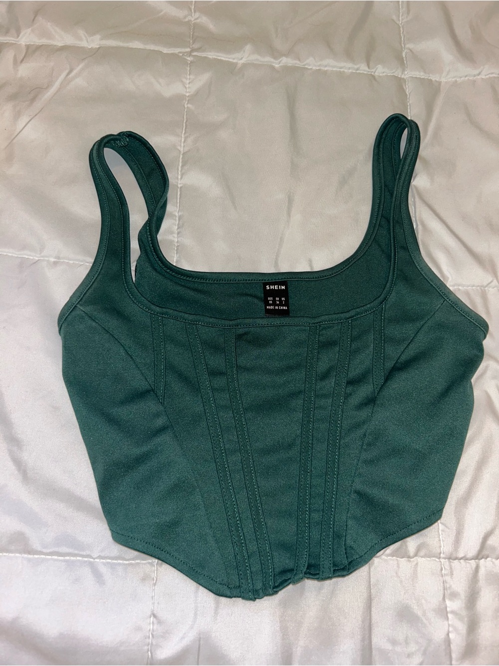 SHEIN Dark Green Corset Tank Crop Top